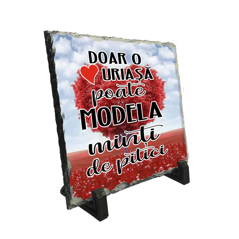 Doar o inima uriasa poate modela minti de pitici, piatra ardezie personalizata, cu mesaj model, pa076